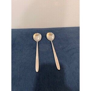 Set of 2 Queen Sense Spoons Stainless‎ Steel New Soup Straight Handle Geometric